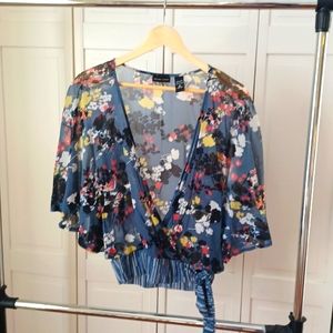 Floral faux wrap top